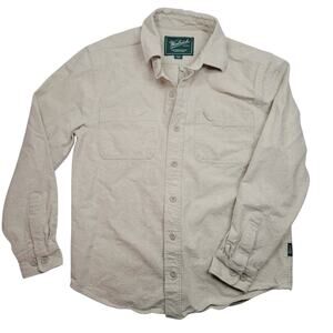 Woolrich Flannel Shirt Men’s Sm Green Label Collection Long Sleeve Button Up Tan